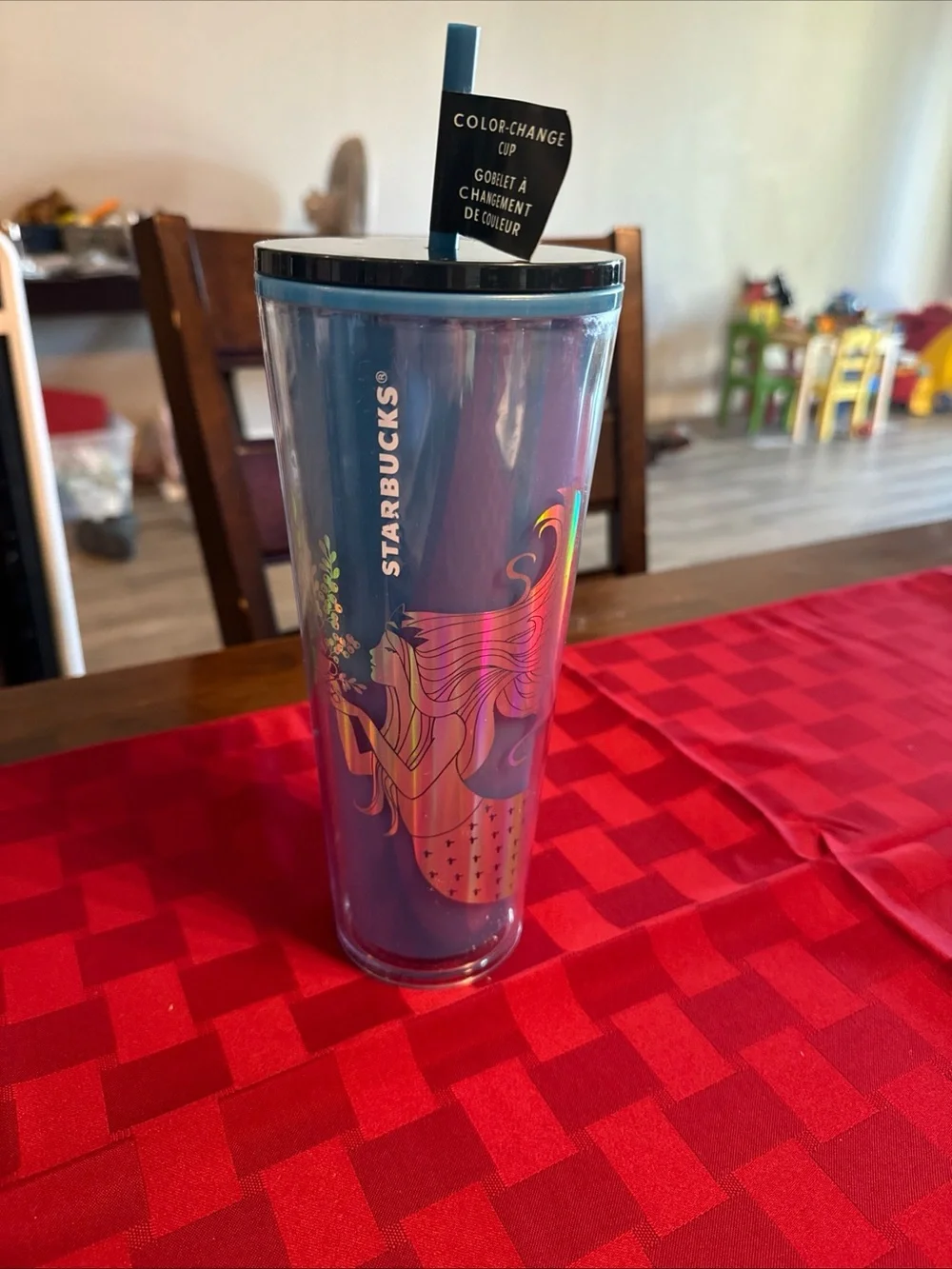 Starbucks Iridescent Blue and Pink Mermaid Color-Change Tumbler